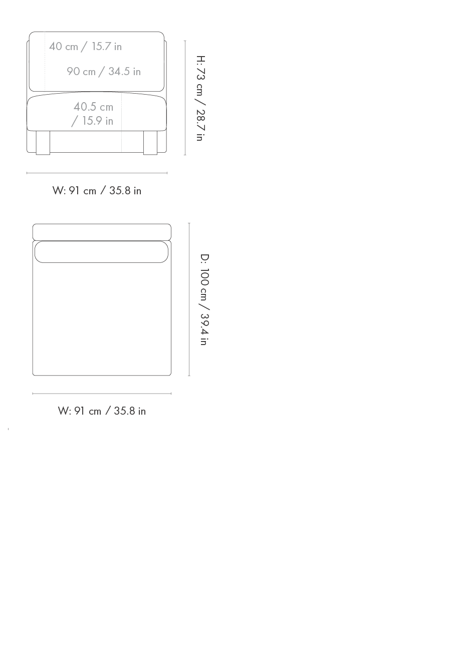 Dimension drawing for Dase Sofa Center - Hallingdal - Beige